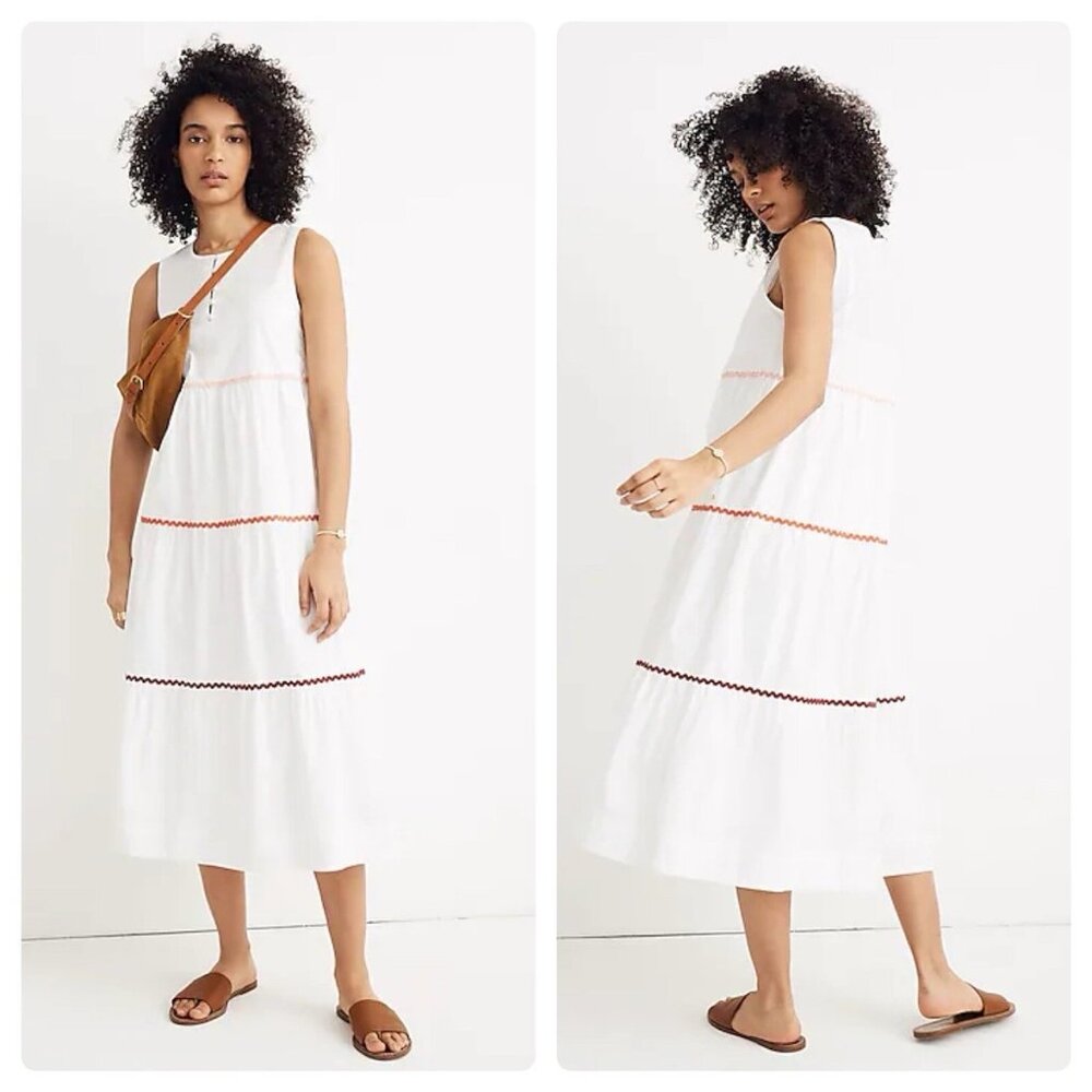 Madewell Rickrack Cattail Tiered Dress, Small